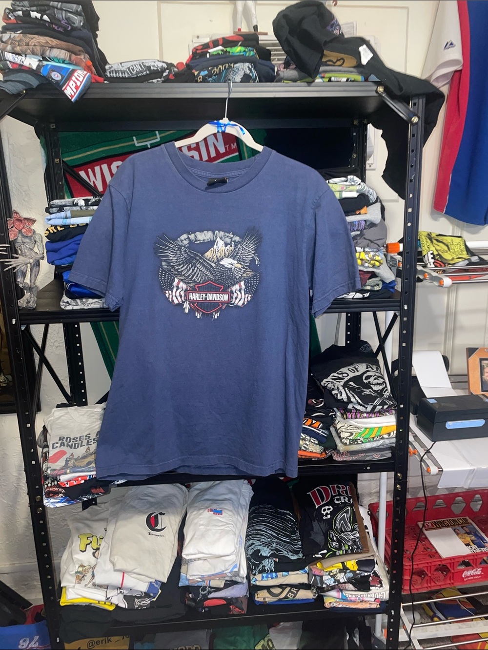 Harley-Davidson Navy Short Sleeve Tee with Eagle & Flag Crest